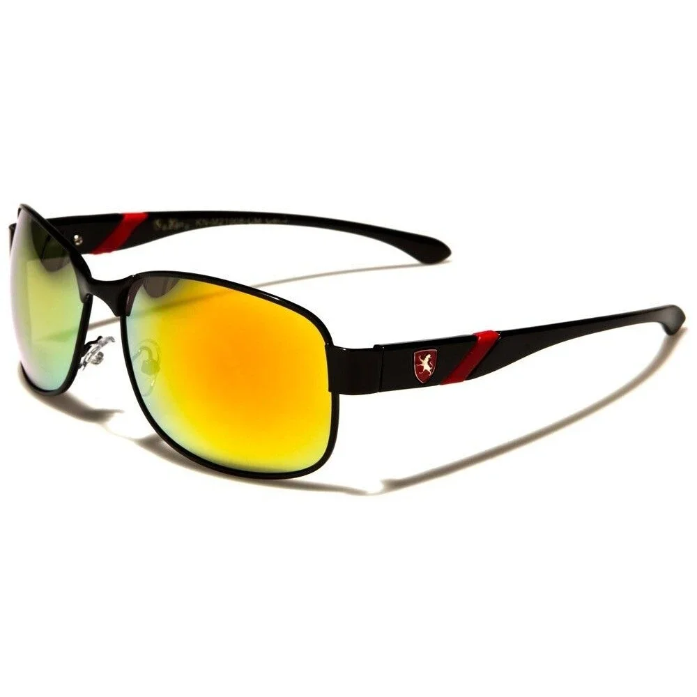 Modern Elegant Men Hot Celebrity Black Yellow Mirrored Lens Rectangle Sunglasses
